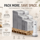 Eluqo Compression Kit — 15 Bags + Cordless Pump